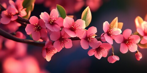 A stunning close-up of delicate cherry blossoms in soft pink hues, showcasing their intricate petals and vibrant details against a softly blurred background, capturing the essence of spring.
