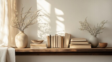 Minimalist Shelf with Books and Decor