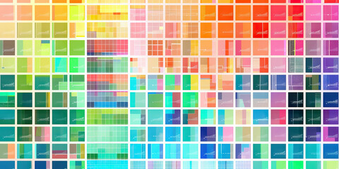 Fototapeta premium Color-coded Concepts in Data: A grid of small color-coded squares, each representing a different concept in data analysis, inviting the viewer to explore and understand.
