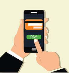 digital payment using mobile phone,Hand holding a mobile phone to make online shopping payment using a smartphone. 