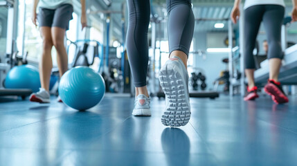 Women Engaging in Fitness Activities at a Modern Gym, Focusing on Strength Training and Health Improvement During a Bright Afternoon