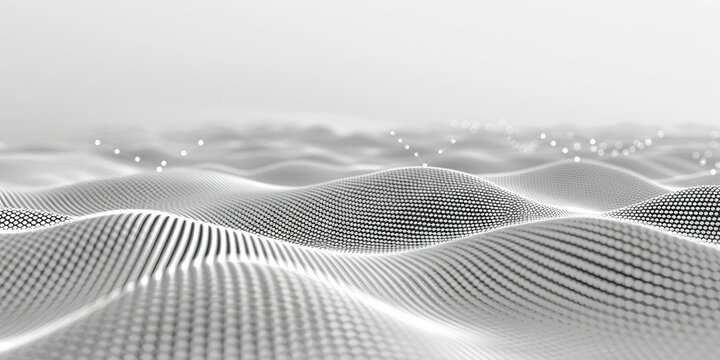 A scatter plot's dots dot the landscape, connecting data points. (Monochrome)