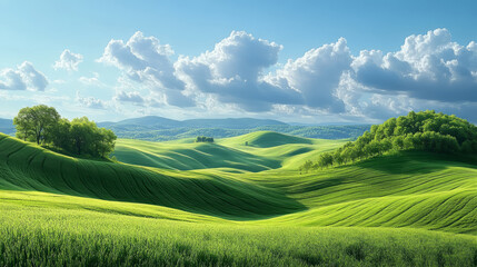 Obraz premium Summer green grassland and sky fresh background