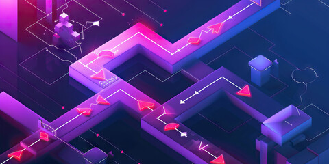 A flowchart directs arrows, guiding the eye through a series of steps. (Clean)