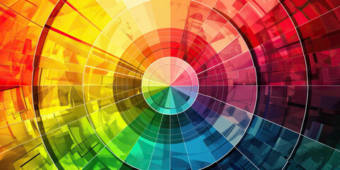 Fototapeta premium A color wheel divided into wedges, with each wedge representing a different concept and its corresponding hue.