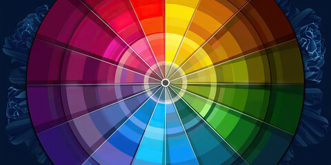 Fototapeta premium A color wheel divided into wedges, with each wedge representing a different concept and its corresponding hue.