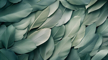 Delikatne pióra zostały zaaranżowane w minimalistycznym stylu, a ich subtelność kontrastuje z tłem w odcieniach szałwiowej zieleni. © Sawyer0