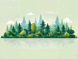 Fototapeta premium Generated cartoon illustration of forest or jungle mountain range landscape, isolated background.