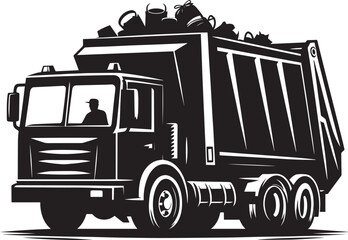 Garbage truck silhouette vector illustration isolated on a white background