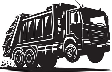 Garbage truck silhouette vector illustration isolated on a white background