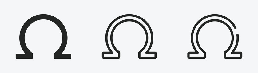 Vector omega graphic icons set. Omega vector signs. Omega icon