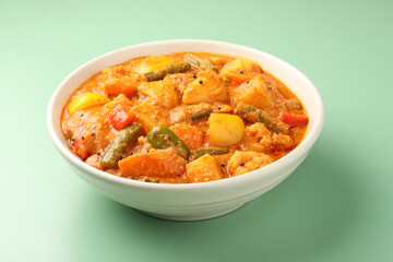 Mix vegetable curry - Indian main course recipe contains Carrots, cauliflower, green peas and beans...