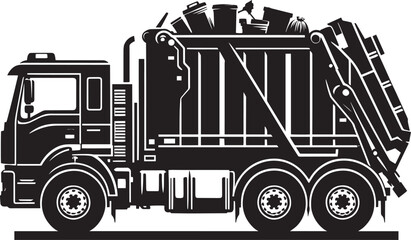 Garbage truck silhouette vector illustration isolated on a white background