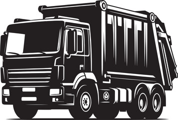 Garbage truck silhouette vector illustration isolated on a white background