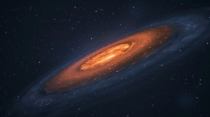 Obraz premium Close-up of glowing planet disk floating in space, serene beauty of the universe with ample copy space for text or design. 