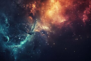Cosmic Nebula with Stars and Glowing Gas Clouds