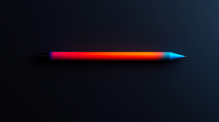 A single red and blue gradient pen is lying horizontally on a dark surface.