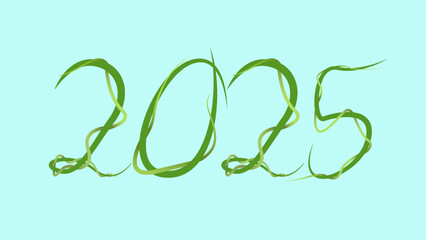 2025 Vector art, Text 2025 with Vines Style, 2025 Plant Style.