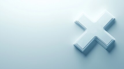 Fototapeta premium 3D rendered white cross symbol on a light background