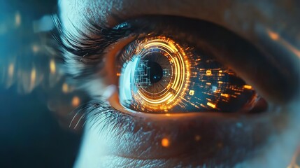Eye of futuristic and Innovative Imagery AI and Automation use of artificial intelligence and automation in business processes, illustrating efficiency and productivity enhancements, 4k image 