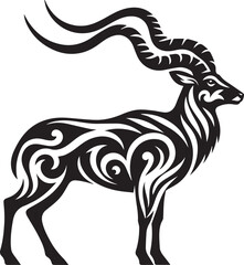 Obraz premium Tribal tattoo style antelope silhouette with detailed horn and body patterns