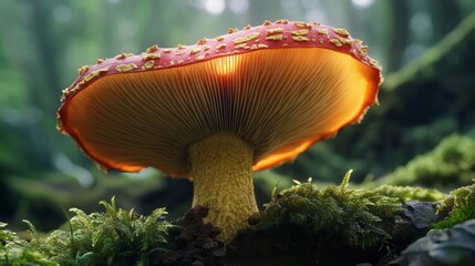 Close-Up of a Red Mushroom in a Forest