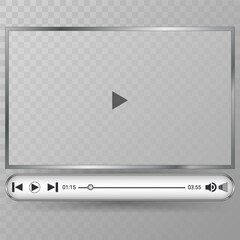 Realistic video player with shadow . Vector illustration.