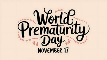 World Prematurity Day elegant banner featuring hand-drawn text and baby footprints