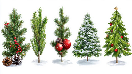 Christmas  tree isolated on white background. --ar 16:9 --p --s 150
