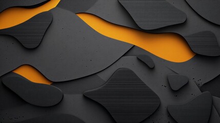 Obraz premium Striking black and orange geometric pattern wallpaper, a modern visually captivating design for interior decoration