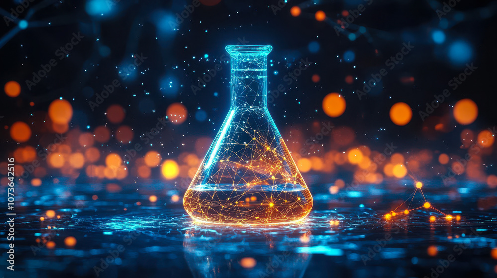 Poster digital laboratory flask with ai data integration accelerating scientific research