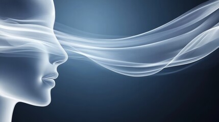 Intriguing portrait, woman with smoke emanating from her face, creating an enigmatic visual