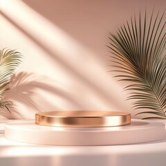 3D podium with metallic finish and soft shadows on a minimalistic background designed for premium product display