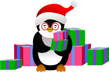 Festive Penguin with Presents