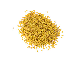 Fenugreek Seeds Isolated, Dry Trigonella, Spicy Methi Dana Grains, Indian Kitchen Seasoning Ingredient