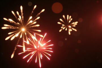Vibrant Night Sky Illuminated by Spectacular Fireworks Display, Perfect for Celebrations and Festive Greetings