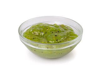 Green Jam Isolated, Sweet Kiwi Confiture in Bowl, Gooseberry Marmalade, Green Tomato Jam