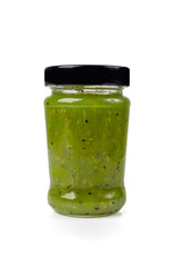 Green Jam Isolated, Sweet Kiwi Confiture in Bowl, Gooseberry Marmalade, Green Tomato Jam