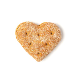 Oatmeal Bun in the Shape of a Heart Isolated, Gluten Free Flat Finnish Bread Roll