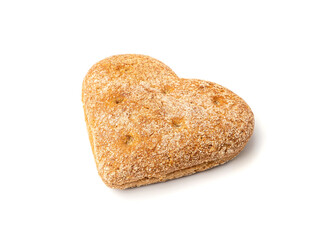 Oatmeal Bun in the Shape of a Heart Isolated, Gluten Free Flat Finnish Bread Roll