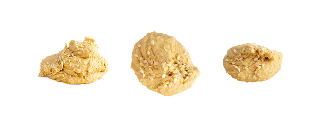 Hummus Smear Isolated, Houmous Dip, Tahini Sauce, Hummus Spread on White Background