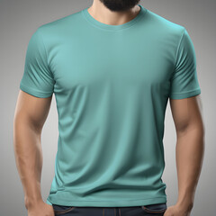 A front and back view of an elegant teal t-shirt