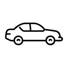 Fototapeta premium Simple car outline icon in black line, Minimalistic black line drawing of a car, featuring a clean and simple side view outline, ideal for icons or logos. 