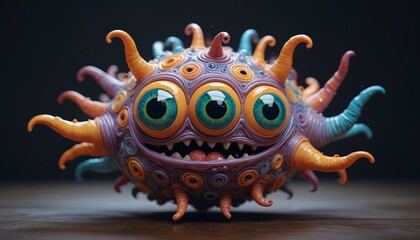 Fototapeta premium An imaginative monster with floating eyes and a transparent clay body, allowing glimpses of swirling, mystical energy within, Generative AI
