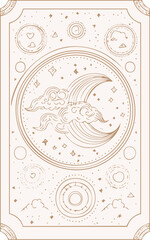 Mythical Celestial System Card - Boho Illustration