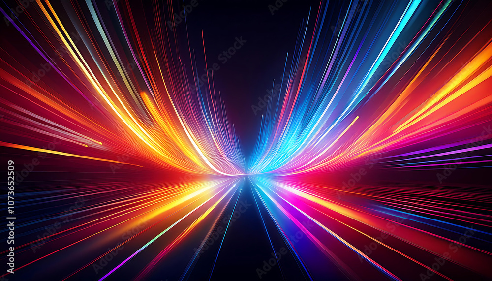 Aufkleber vibrant light patterns intersect in dynamic contrast with glowing highlights in dark sp_1(741)