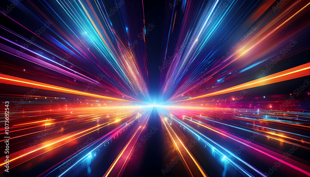 Poster  Vibrant light patterns intersect in dynamic contrast with glowing highlights in dark space _1(738)