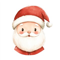 A charming illustration of Santa Claus, perfect for holiday-themed designs, greeting cards, or festive decorations, This delightful artwork captures the joy and spirit of the Christmas season,