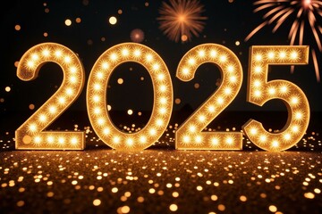 Celebrate the New Year 2025 with Sparkling Lights and Fireworks - Perfect for Greeting Cards, Invitations, and Social Media Posts