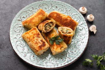 Croquettes stuffed with mushrooms and cheese